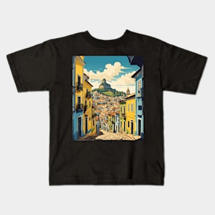 Salvador's Pelourinho Brazil Vintage Tourism Travel Poster Kids T-Shirt